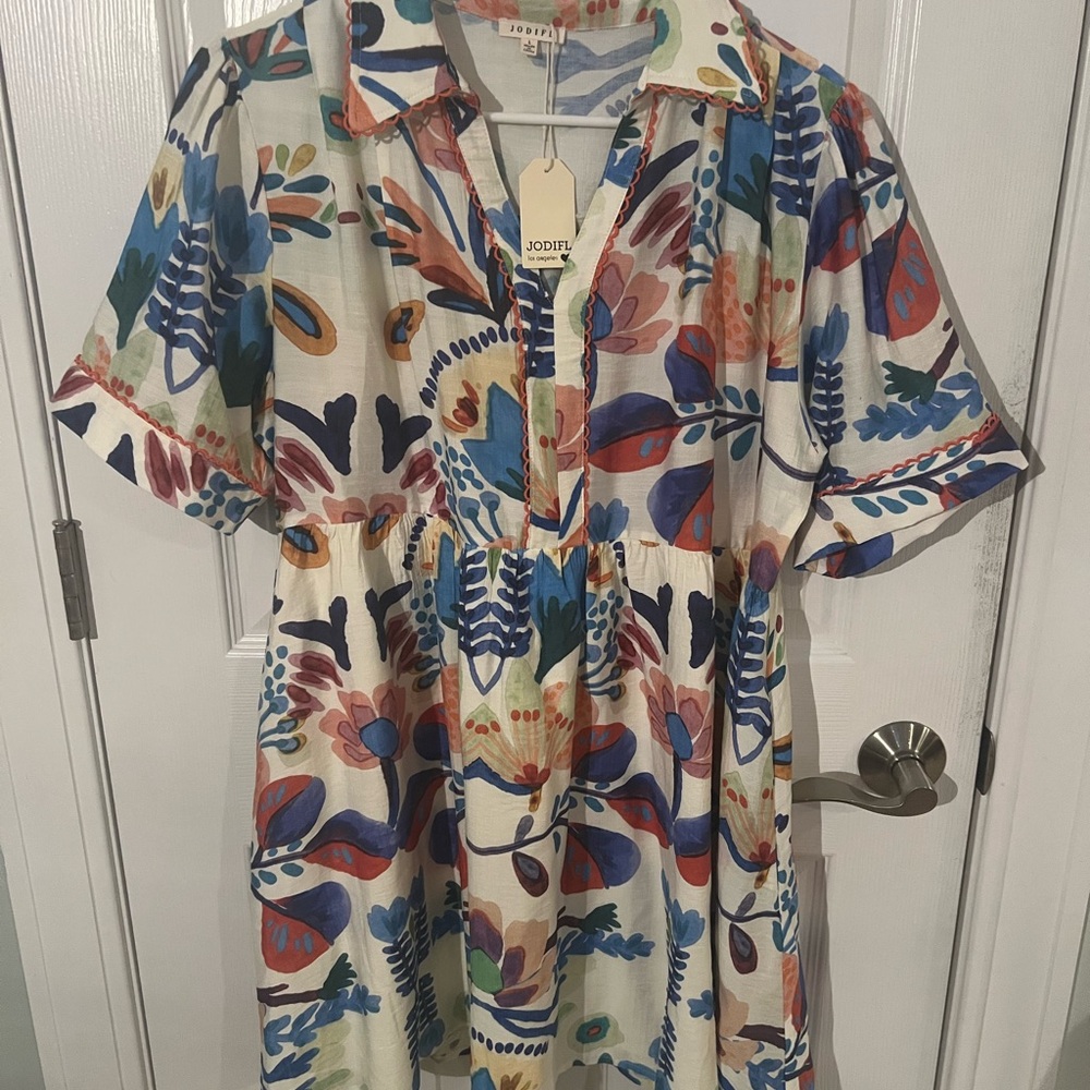 JODIFL Vibrant Floral Babydoll Dress